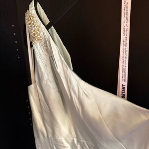 Mac Duggal Light Green Dress with Beaded Strap